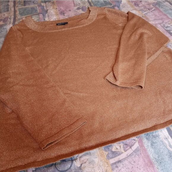 Lane Bryant Size Plus 18/20 Longsleeve Brown Sequin Womens Top - Picture 1 of 8